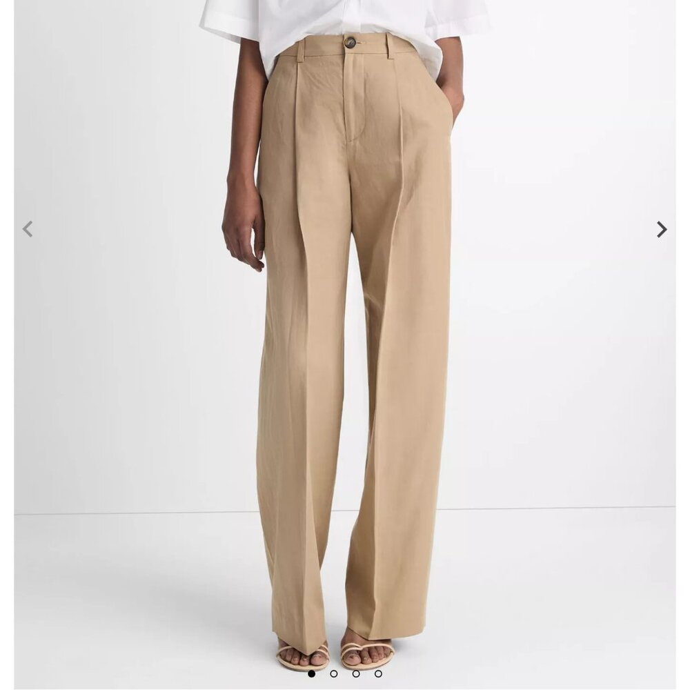 NWT Vince High Waist Tailored Wide Legs Beige Trousers